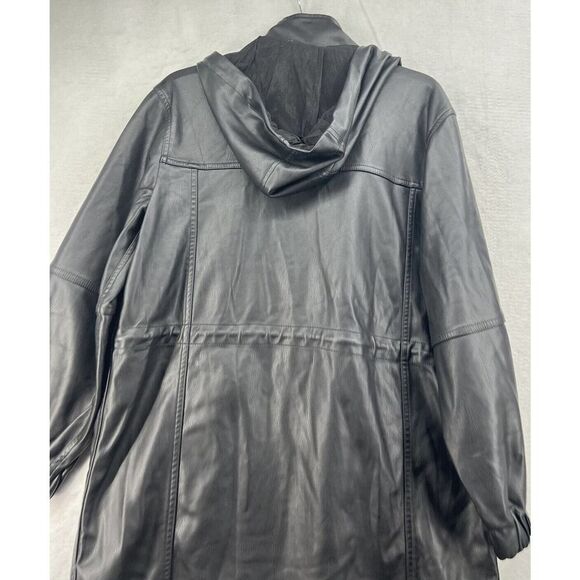 Free People Twilight Vegan Leather Parka Hooded Size Xsmall Black Flaw - Picture 8 of 12